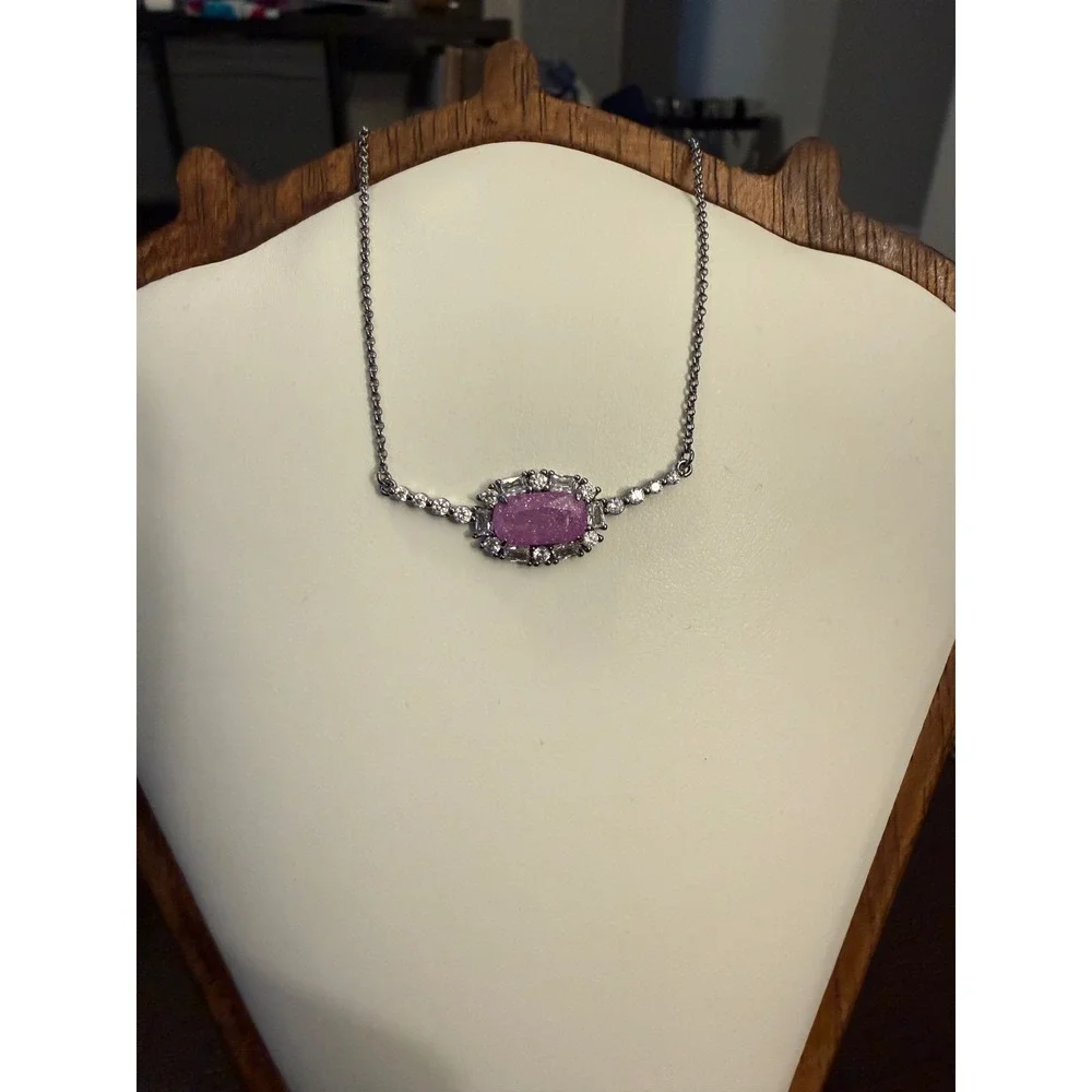 Bomb Party Jewel Of The Dawn Lavender Crystal Hematite Necklace‎ NK77912